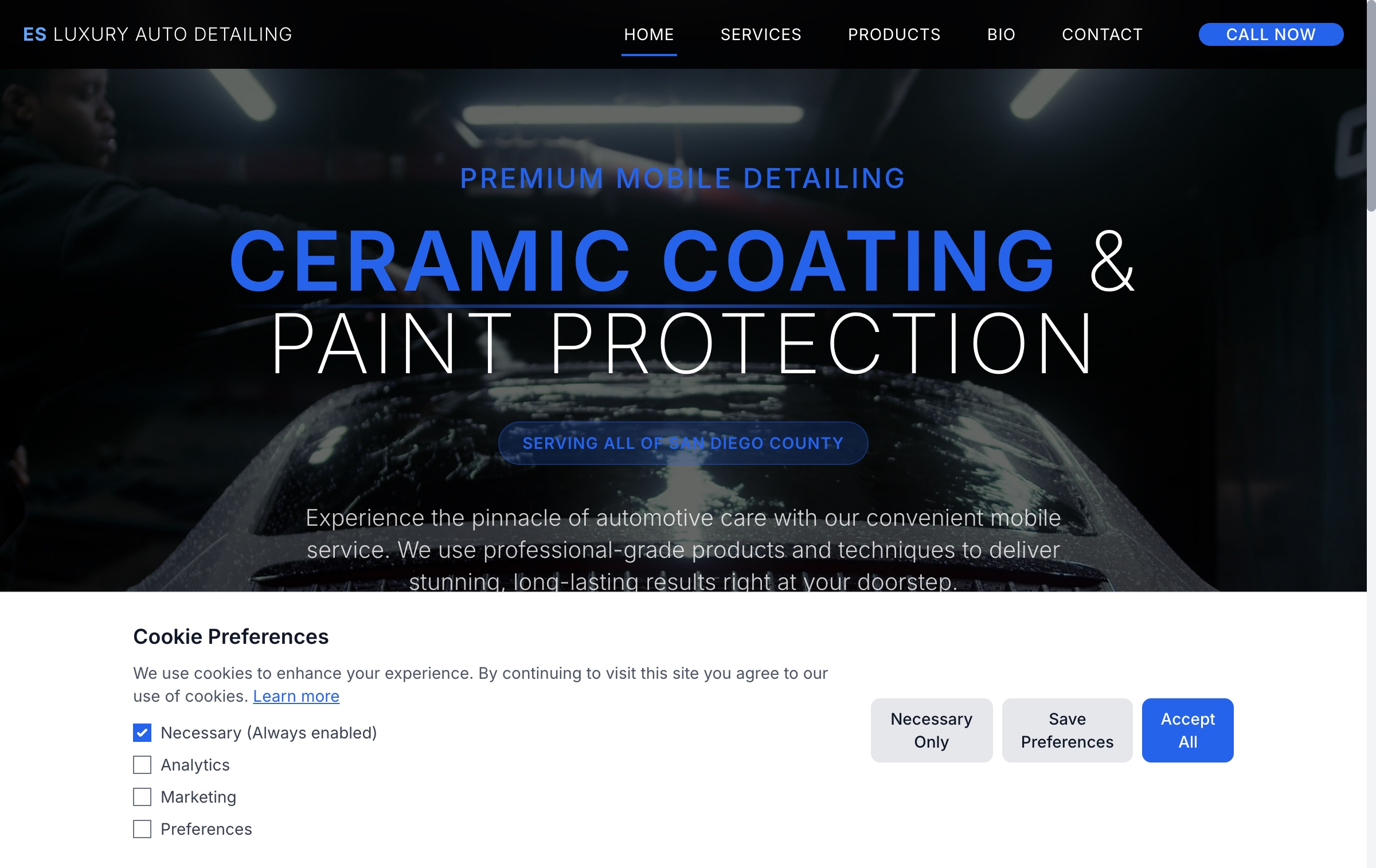 ES Luxury Auto Detailing Website Preview
